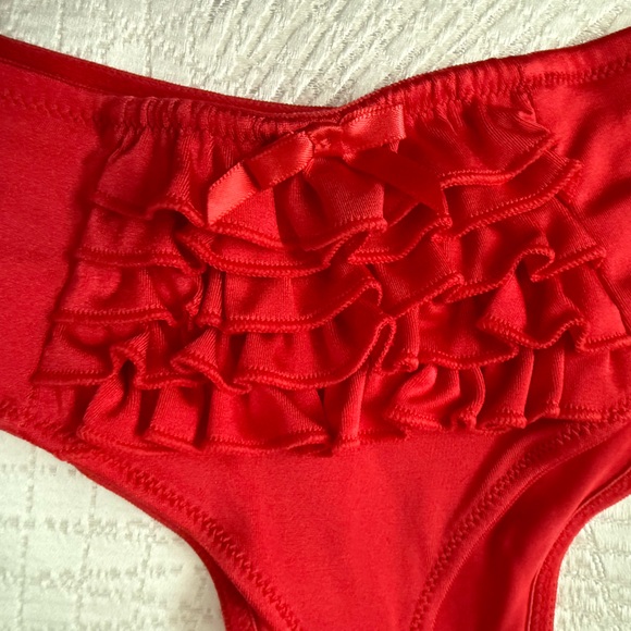 Red Ruffled Bikini Bottom - Picture 2 of 9